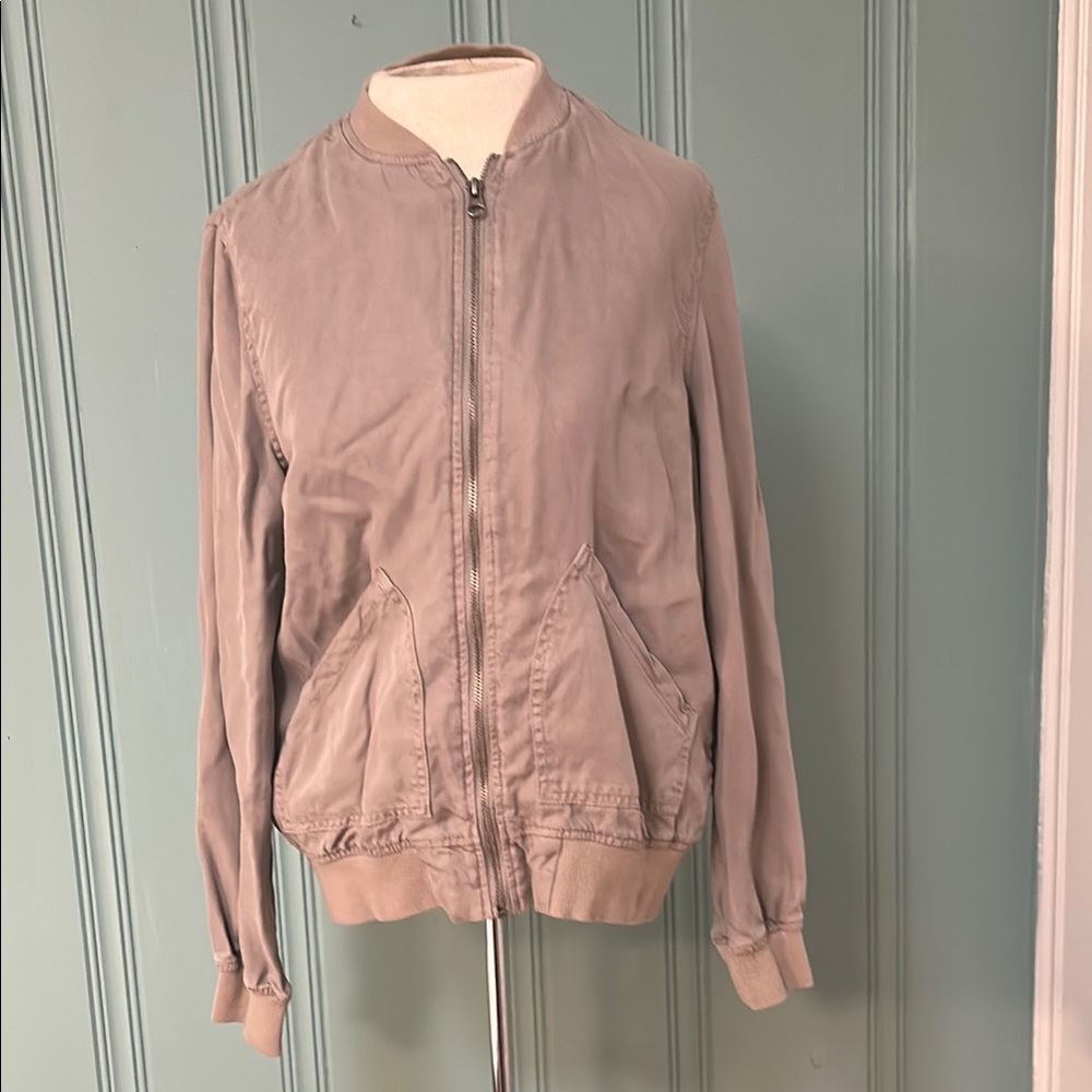 Kenneth Cole Reaction Tan Bomber Jacket Lightweight Casual